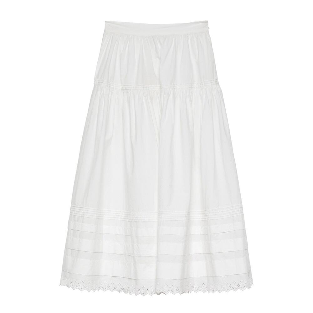 NWT DOEN Sebastiane Skirt Powder Organic Cotton Poplin Eyelet Maxi sz M - Picture 6 of 11